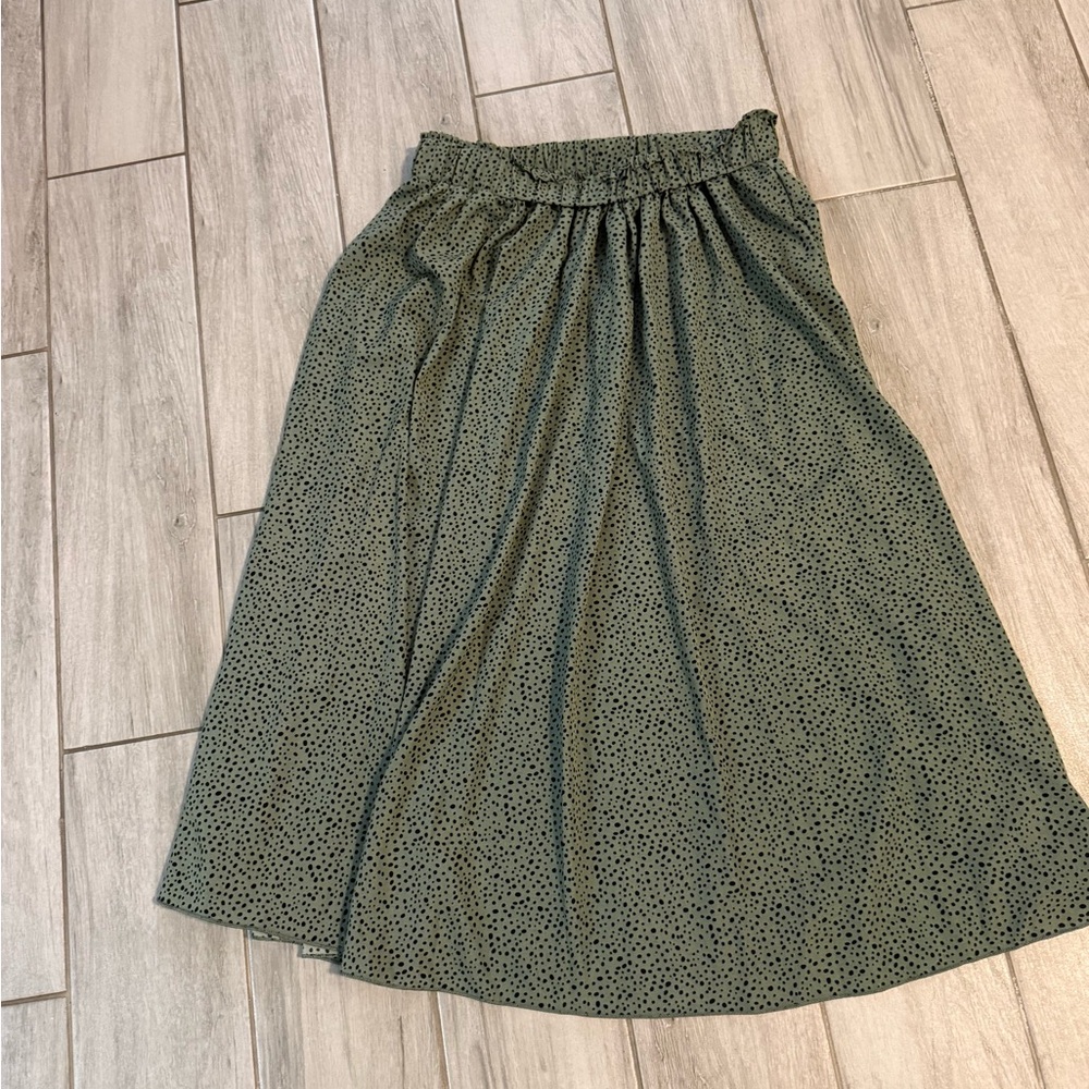 SHEIN Green Dotted A-Line Skirt